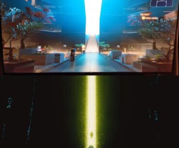 Is the object in Konpeki Plaza's lobby designed as an optical illusion? Also, is its resemblance to Cyberspace intentional?