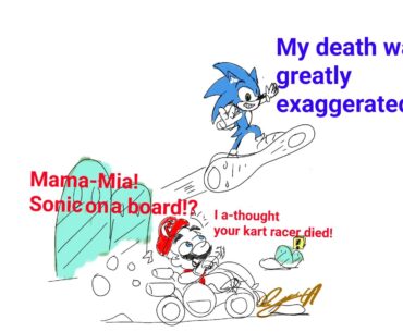 Sonic and Mario - sonic crossworlds fanart