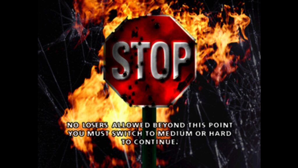 Twisted Metal 2's gentle way of telling me that i can't play the second half of the game on easy lol