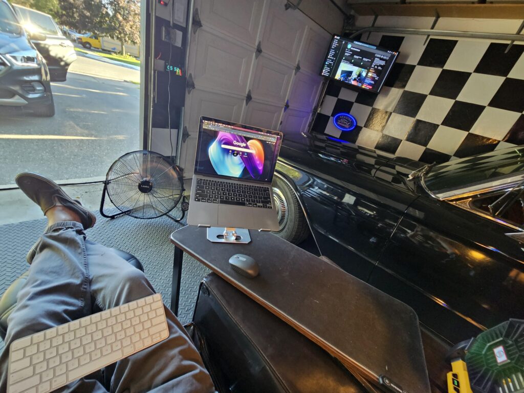 My 'work from garage' battle station.