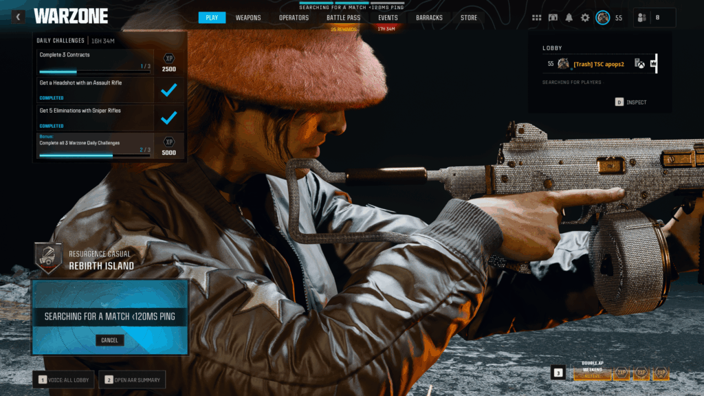 Stuck at 120 ping in loading screen