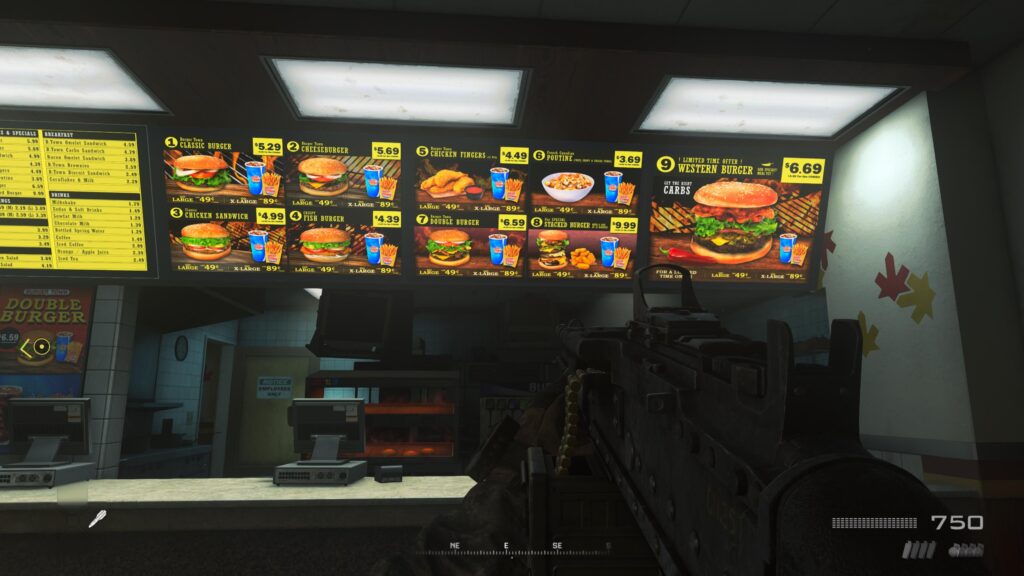 The menu at Burgertown