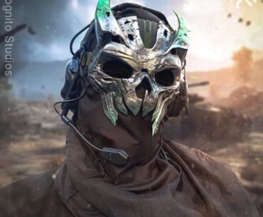 [COD] I have completed my version of the Phantom Ghost Mask. The Green iridescent metal horns were so fun to do.