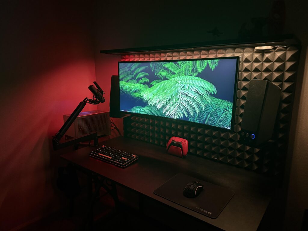 Built a desk with embedded LEDs with my dad