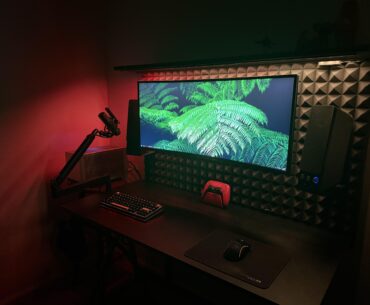Built a desk with embedded LEDs with my dad