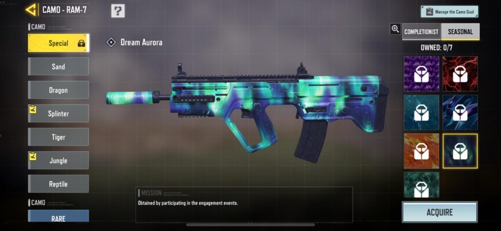 Since dream aurora is a special camo option for new weapons, doesn’t that mean it’ll be available to collect again at some point?