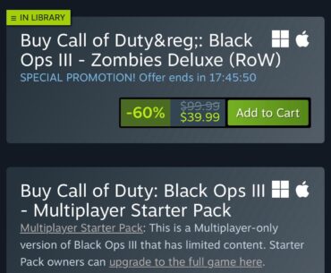 BO3 is on sale for $20 and has hundreds of modded zombies maps