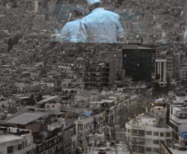The view from a rotating rooftop restaurant in Damascus