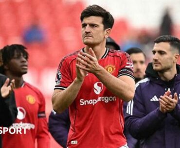 Defender Harry Maguire leads the applause after Manchester United's 2-0 victory over Sunderland