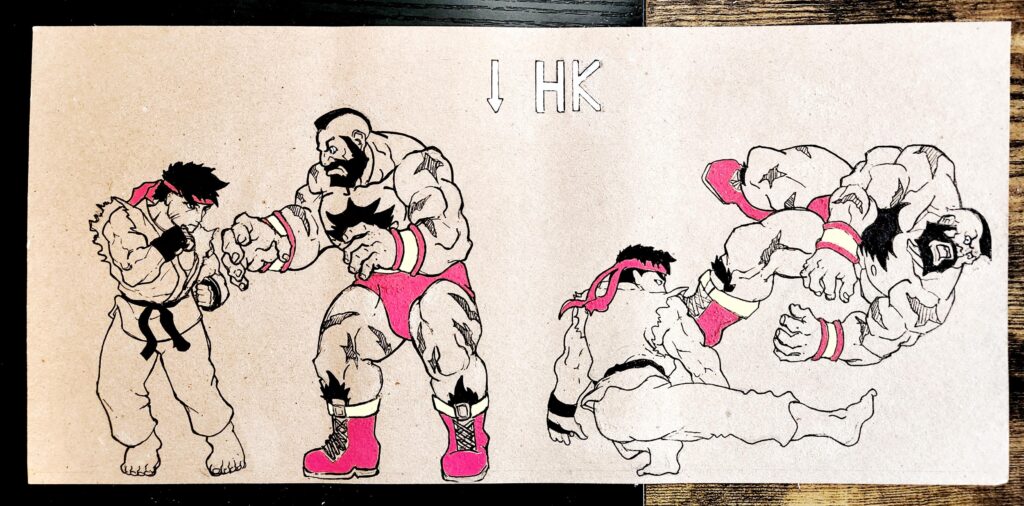 Inktober day 8 & 9: heavy and sweep, street fighter fan art.