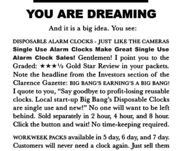 "I Dream of Disposable Single-Use Alarms" (Short Story)