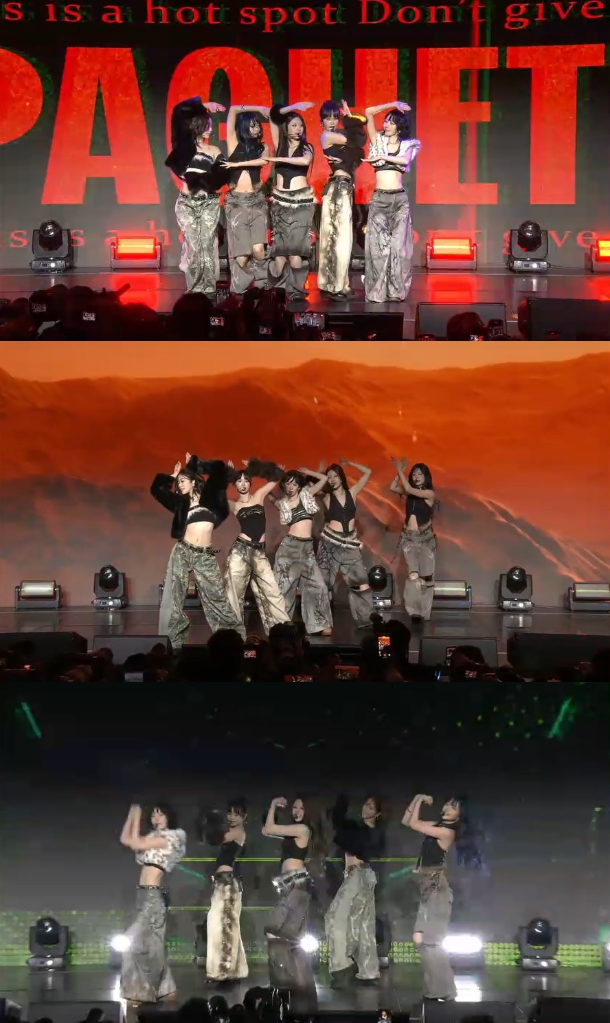Stills from Le Sserafim's performance during GeForce Gamer Festival, held at Coex in Gangnam District, southern Seoul, on Oct. 30. [SOURCE MUSIC]
