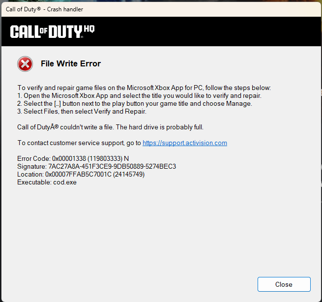 [COD] Help i cant find any solutions (ssd is fine and has plenty of ...