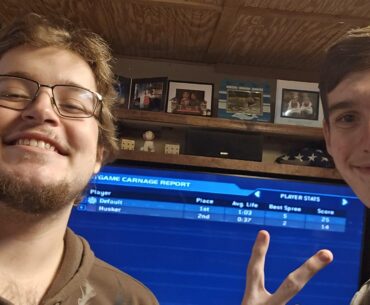 We played Halo 2 split screen for the first time. (I'm on the right and got my ass beat)
