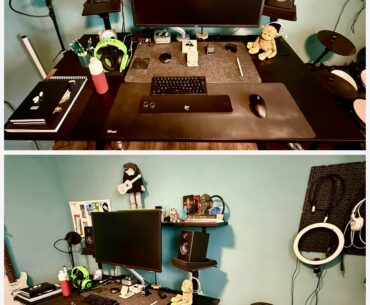 Aestethic? Nah, but works. The monkey keeps the speakers from bickering.