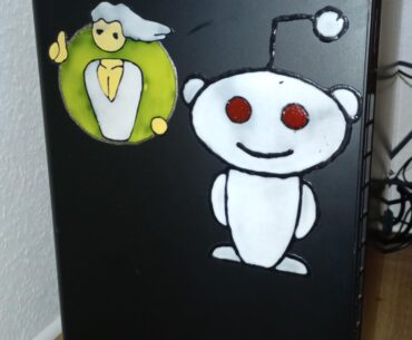 Got no fancy side panel, but my kids made me these stickers.