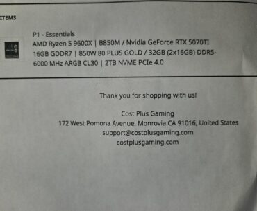 Ordered Cost Plus Gaming P1 - Essentials and received in August, will not power on and boot.