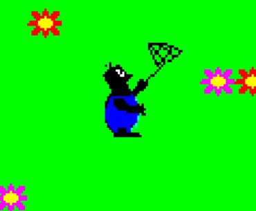 The protagonist of Butterflies wielding his butterfly net.