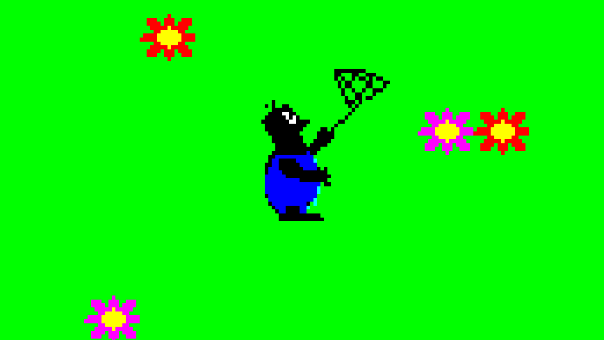 I played communist Germany’s only arcade cabinet and you can too, comrade The protagonist of Butterflies wielding his butterfly net.