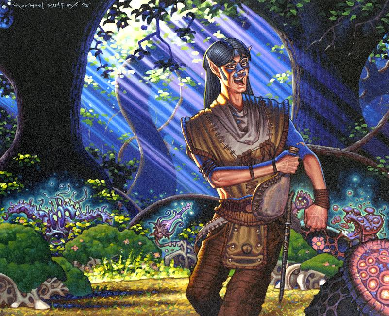 Rofellos, Llanowar Emissary - Illustration by Michael Sutfin
