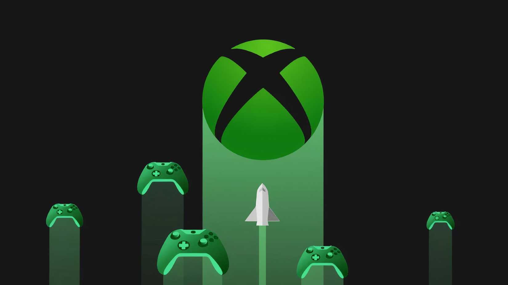 A rocket flying towards an Xbox logo