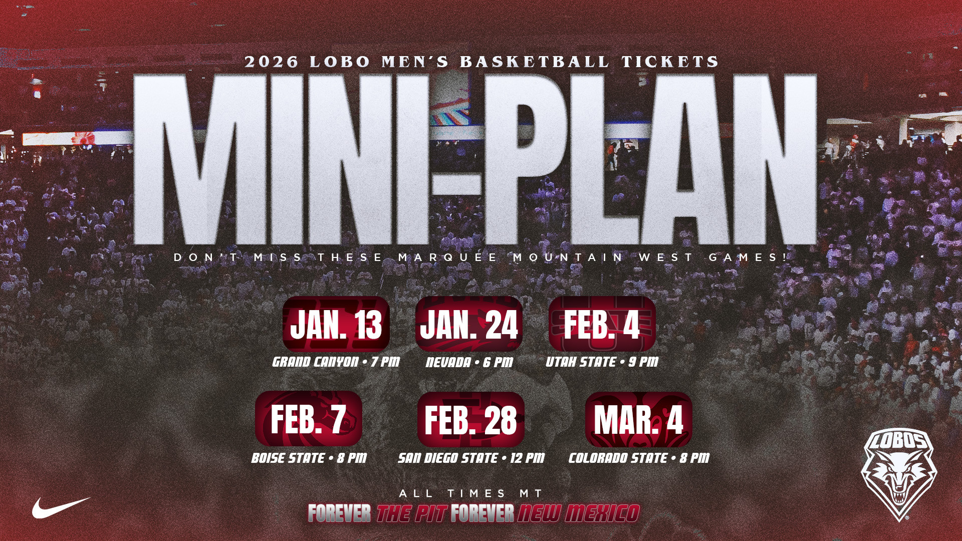 Mountain West Mini-Plan on Sale Now for Six Lobo Basketball Games – New Mexico Lobos New Mexico