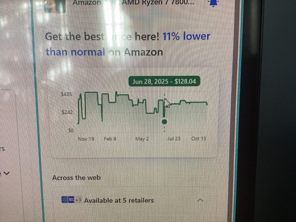 Microsoft shopping is telling me that 7800x3d was at 128$ new on Amazon. Is this a bug or smth?
