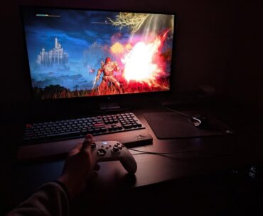 My first setup where I can to finally use that HDR setting in the games...with my OLED-QD.