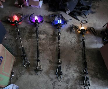 All 4 Origins Elemental staffs 3D Printed by my Dad and I
