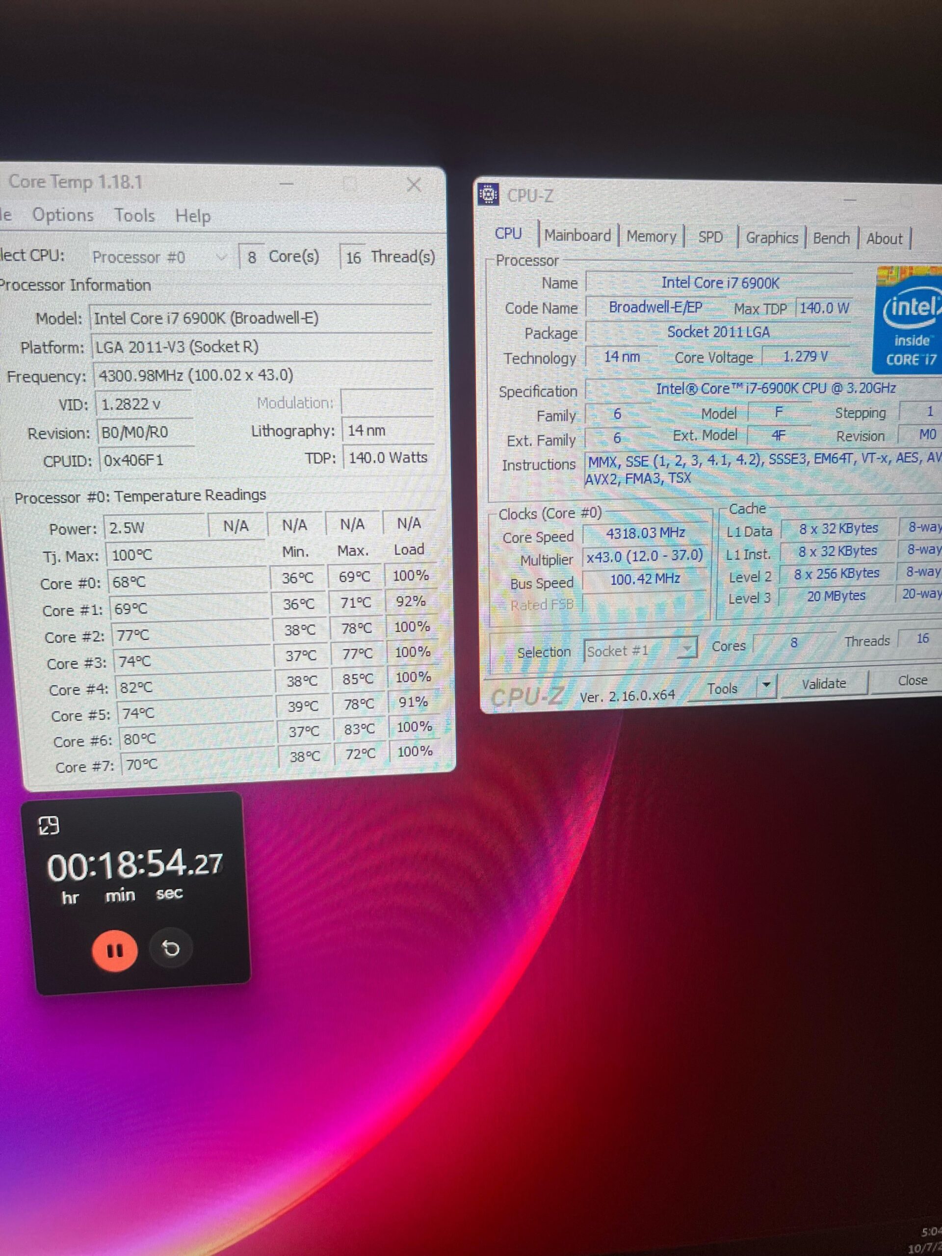 Not sure if I have stable i7 6900k 4.3Ghz overclock Not sure if I have stable i7 6900k 4.3Ghz overclock