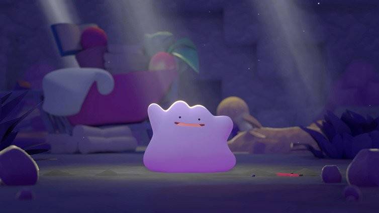 Ditto amid what looks to be ruins in the trailer for Pokemon Pokopia.