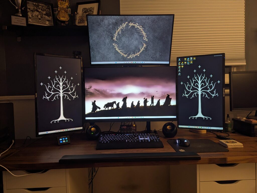 My son took down his PC because he doesn't use it much anymore. I couldn't NOT use the extra two monitors, right?