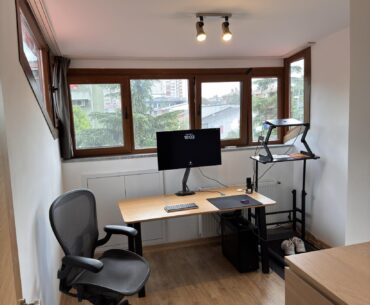 Finally got my own room since 6 years of marriage and kids! MacBook & PC + Treadmill hybrid setup