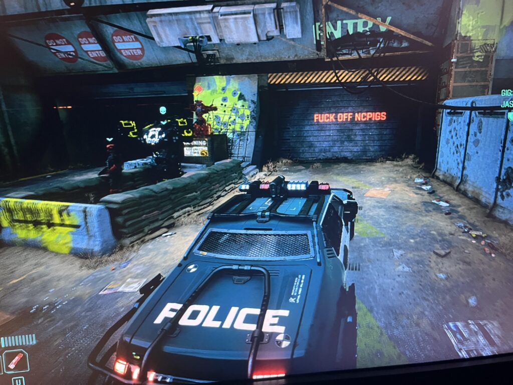 Today I discovered you cannot get into Dogtown driving a police car!