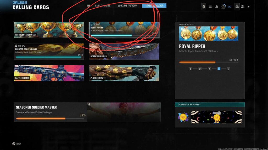 Seasoned Soldier Challenge bugged ?