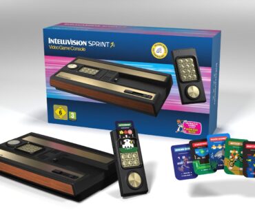Atari Intellivision Sprint console shown with box and game controller overlays