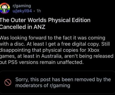 Mods removed my post about Outer Worlds 2 for Xbox?