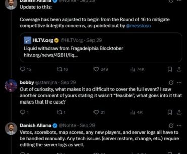 HLTV refusing to fully cover all fragadelphia blocktober matches due to "funding"