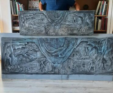 Skyrim Alduin's Wall oil paintings I did, the bigger one was commissioned (work in progress).