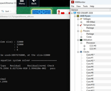 Bosgame P5 Ryzen AI 395 Max + not overclocked. Linpack Xtreme.