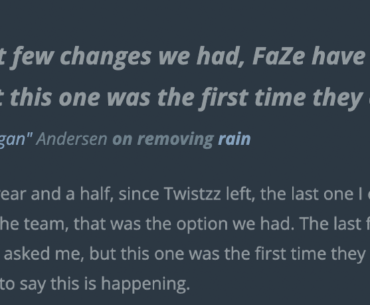 from karrigan EPL interview regarding rain: "The last few changes we had, FaZe have asked me, but this one was the first time they didn't"