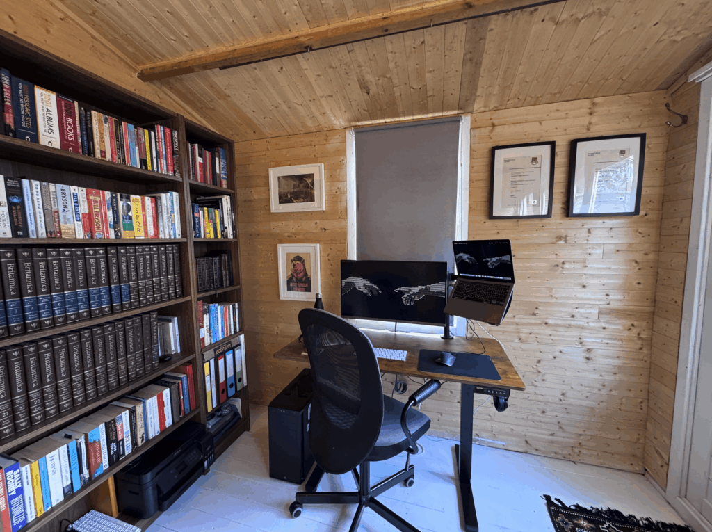 Long time lurker, first time poster. Just happy to have my own space to work in after many years of renting in London. Always wanted to be surrounded by books.