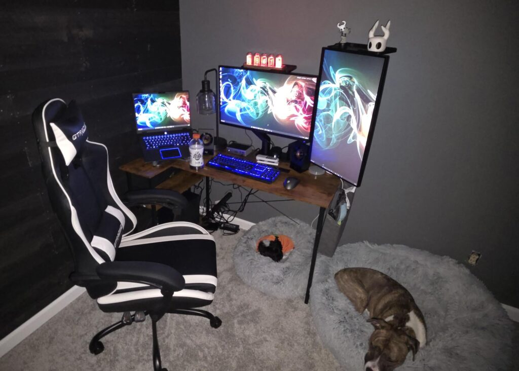 Slowly remodeling the basement and my office is nearly done. Finally have my station setup. The doggos are an essential touch.