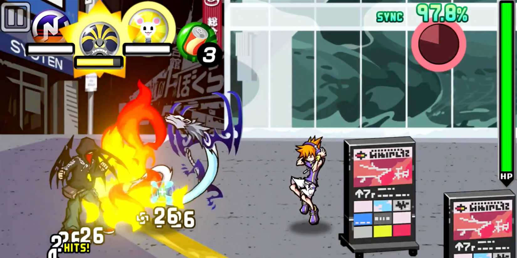 Neku Sakuraba battles Noise in The World Ends With You.
