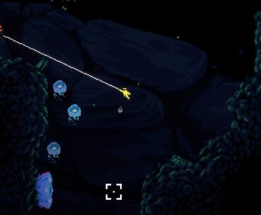 The player character grapples past a string of jellyfish in This Is No Cave.