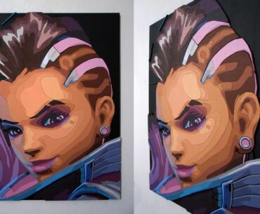 I made a wood art portrait of Sombra from Overwatch. All cut with my scroll saw. I hope you like it.
