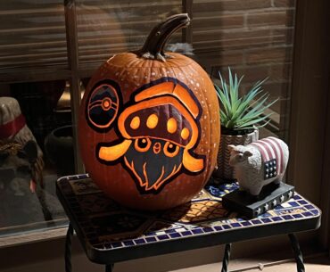 I carved and painted this year’s pumpkin with my favorite Pokémon, Inkay!