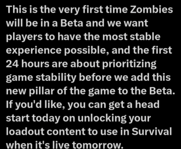 Reason why zombies isn't in the beta day 1