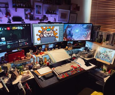 It's a bit messy, but this is my workspace.