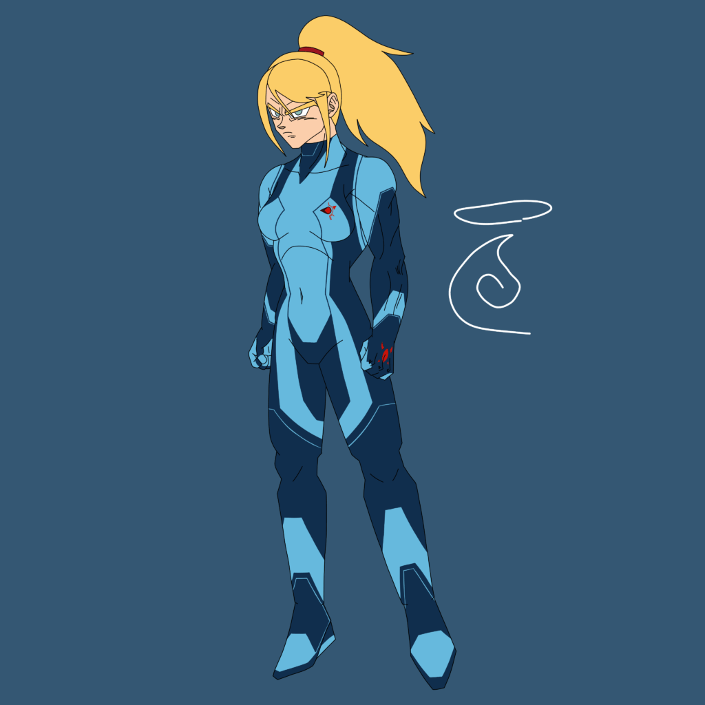 I'm not sure why I chose this artstyle, but I tried to draw Zero Suit Samus
